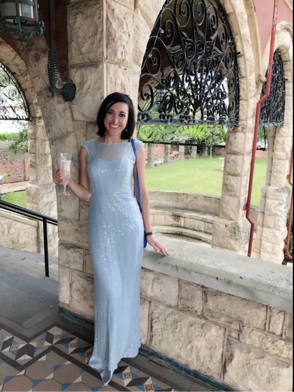 Badgley Mischka blue with Lilac sparkle Petal Gown Petal Gown size 2.